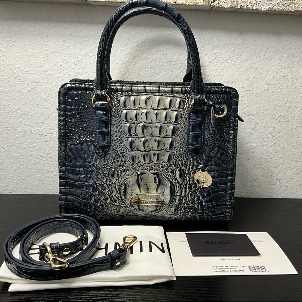 Brahmin Cami TWILIGHT BLUE OMBRE MELBOURNE Satchel Crossbody W/Eye